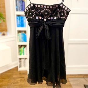 BCBG LBD Chiffon Black Short Mini Cocktail Holiday NYE Christmas Formal Dress 4